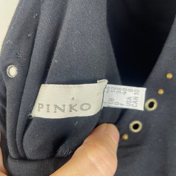 Pinko Women’s Black Midi Dress Bodycon Scoop Back Studded size 8 - Picture 8 of 8